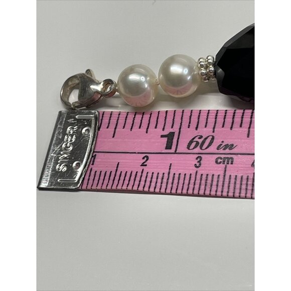 Lucas Lamenth black Faceted Glass Pearl Natural Stone Necklace LUC 925 AL4.2 - Picture 14 of 16